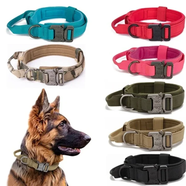 Durable Tactical Dog Collar Leash Set Adjustable Military Pet